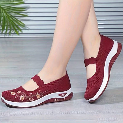 Sneakers Dames - Instap Sneaker met Bloemenborduursels | Zomer