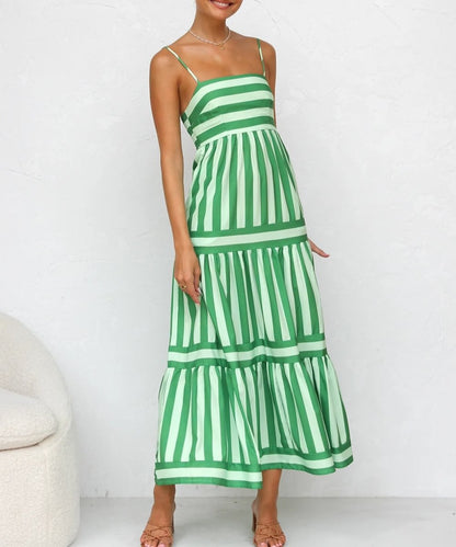 Maxi Jurk Dames - Gelaagde Rok met Streepprint | Zomer