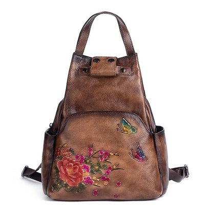 Rugzak Dames - Vintage Bloemen en Vlinder Print met Topgreep | Casual