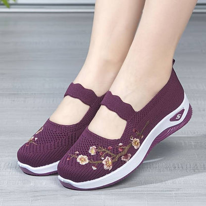 Sneakers Dames - Instap Sneaker met Bloemenborduursels | Zomer