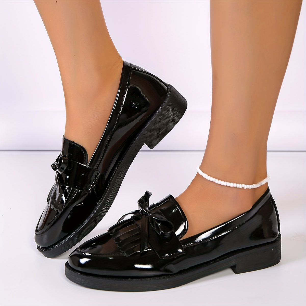 Loafers Dames - Instapper met Franjes en Strikdetail | Casual