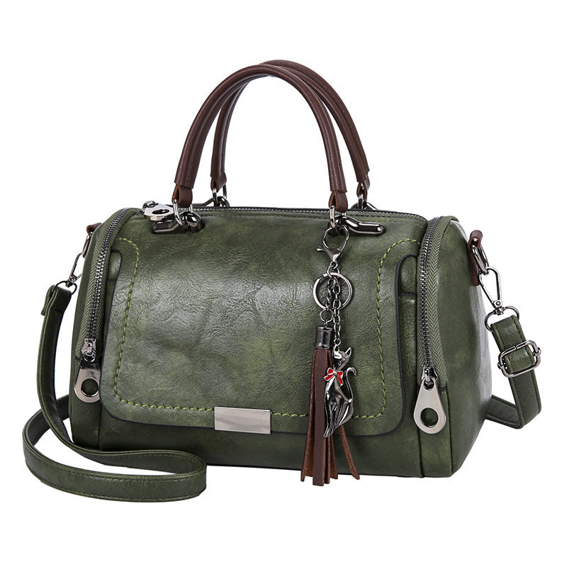 Tas Dames - Stoere Boston Stijl met Kwastje en Dubbele Rits | Casual
