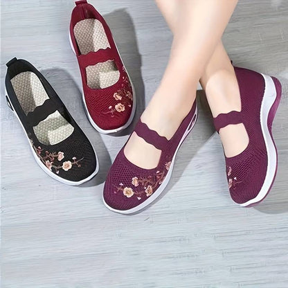 Sneakers Dames - Instap Sneaker met Bloemenborduursels | Zomer