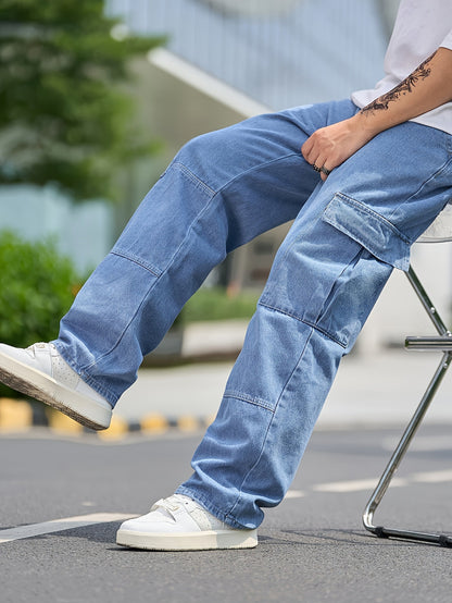Jeans Heren - Wijde Cargo Broek met Zijzakken | Casual