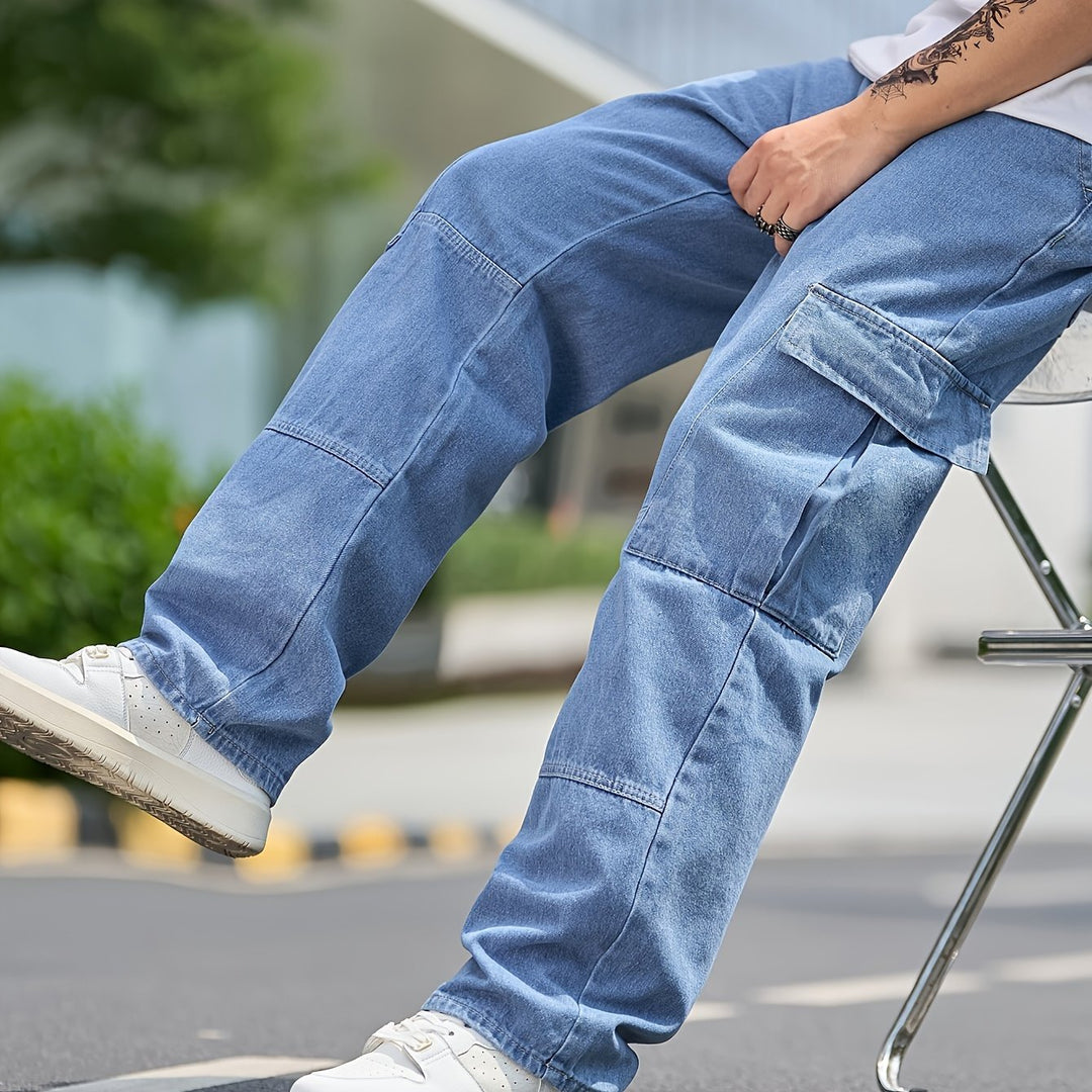 Jeans Heren - Wijde Cargo Broek met Zijzakken | Casual