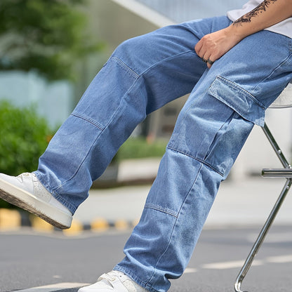 Jeans Heren - Wijde Cargo Broek met Zijzakken | Casual
