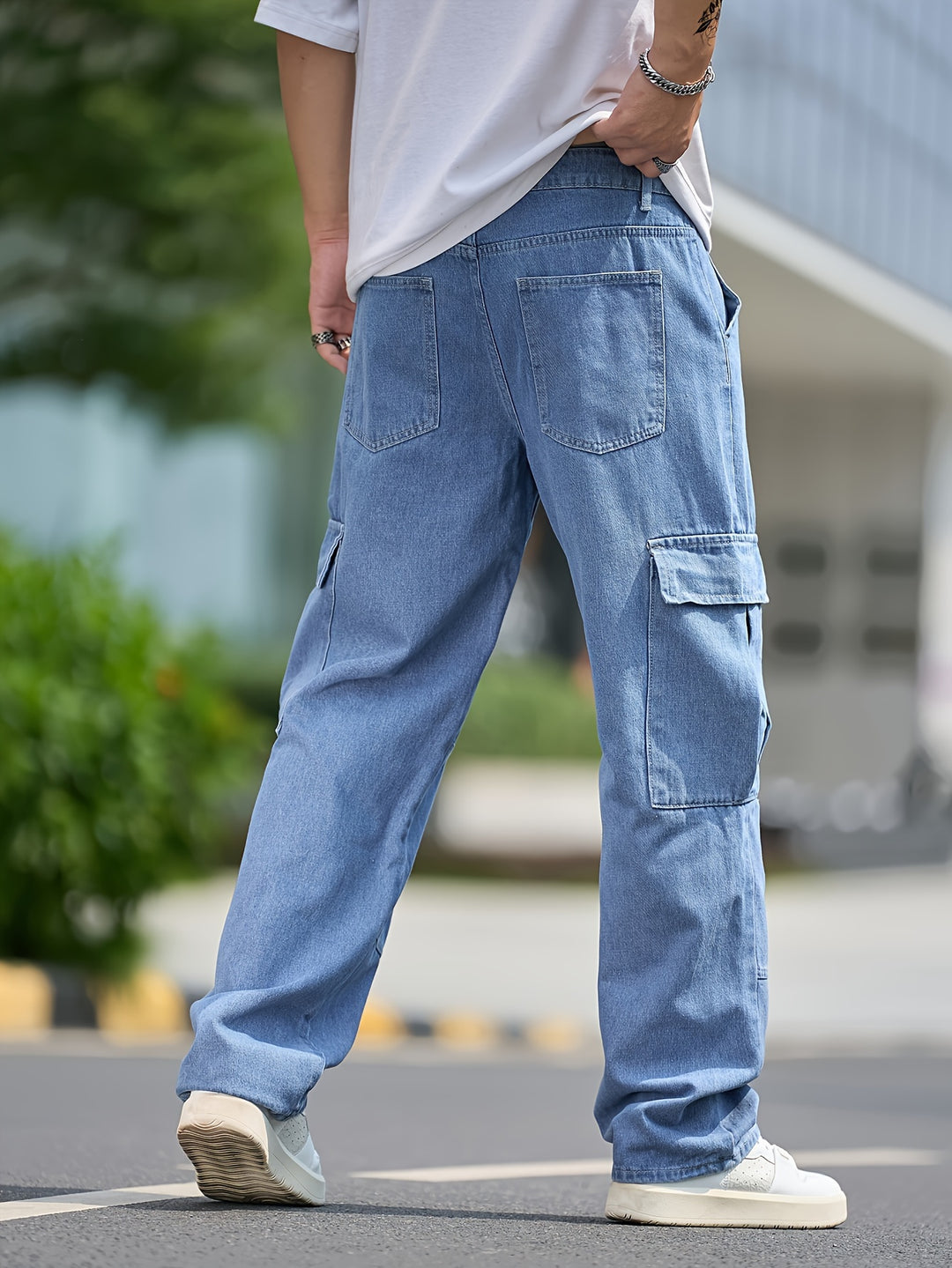 Jeans Heren - Wijde Cargo Broek met Zijzakken | Casual