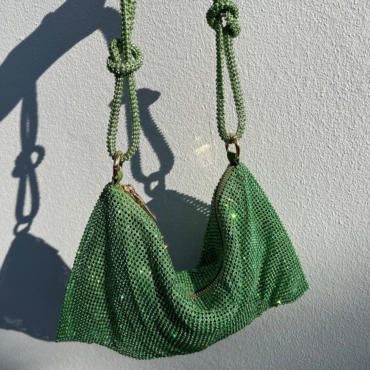 Tas Dames - Glinsterende Avondtas met Geknoopte Strass Band | Feestelijk