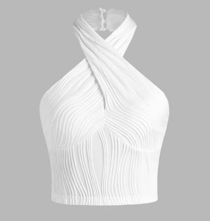 Top Dames - Halter Crop Top met Gekruiste Hals | Zomer