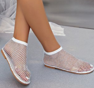 Sandalen Dames - Enkelhoge Mesh Sandaal met Strass | Zomer