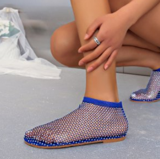 Sandalen Dames - Enkelhoge Mesh Sandaal met Strass | Zomer