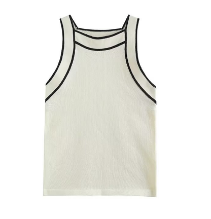 Top Dames - Mouwloze Tanktop met Contrastbies | Zomer