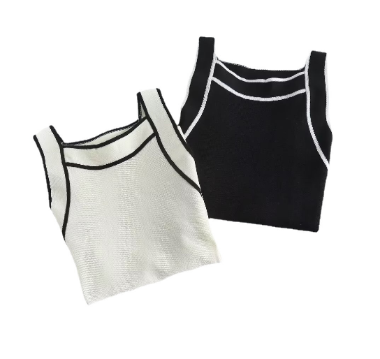 Top Dames - Mouwloze Tanktop met Contrastbies | Zomer