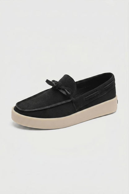 Instappers Heren - Casual | Veterbinding met Platform Zool — Zwart