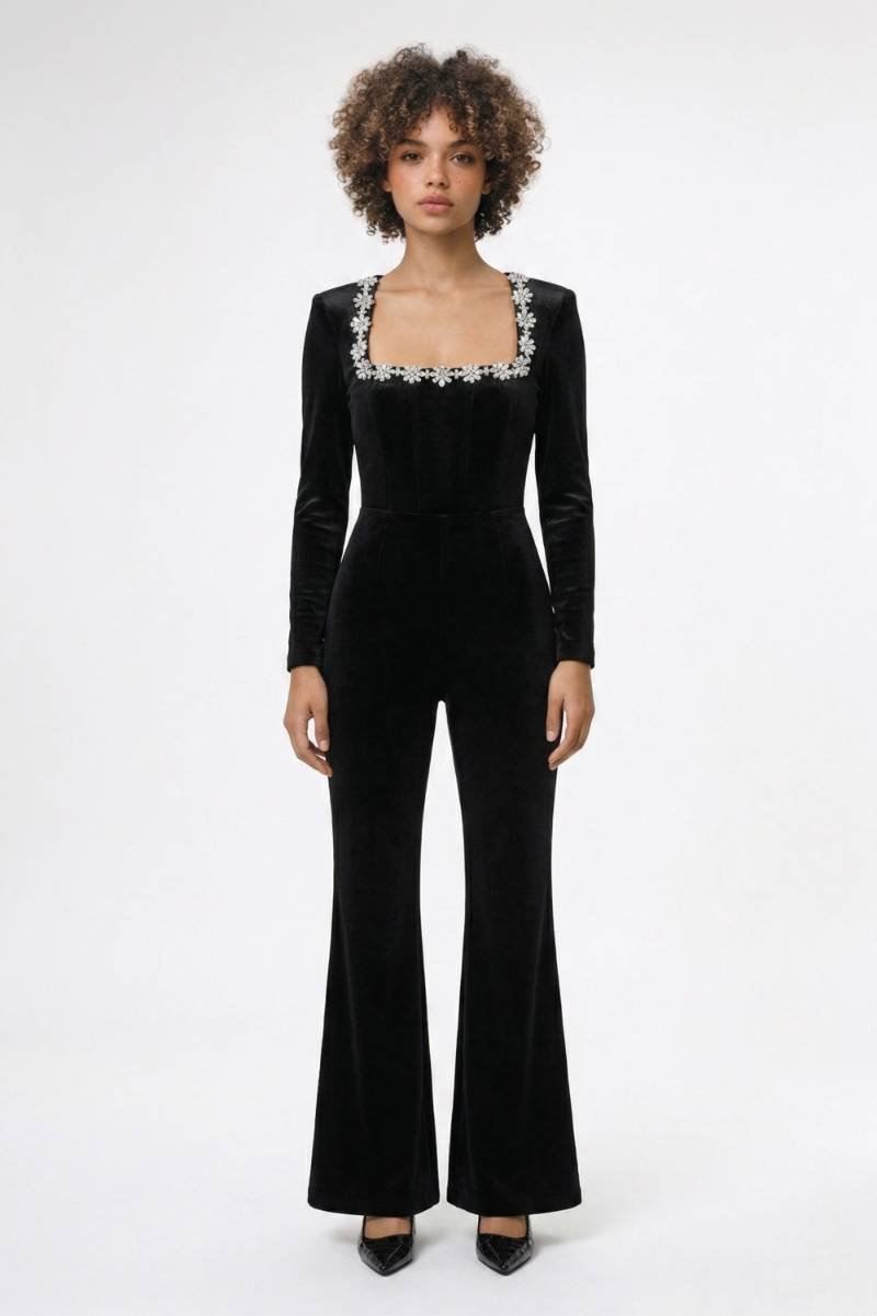 Jumpsuit Dames - Chique | Strass Details — Zwart
