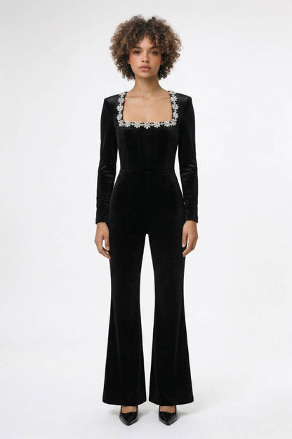 Jumpsuit Dames - Chique | Strass Details — Zwart