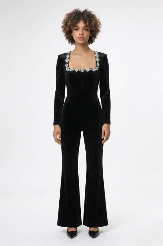 Jumpsuit Dames - Chique | Strass Details — Zwart