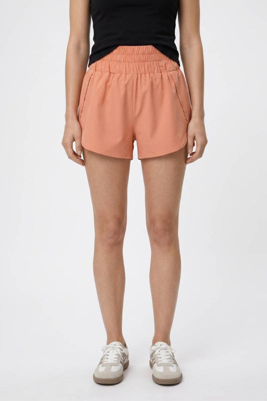 Korte Broek Dames - Casual | Elastische Taille met Zakken — Oranje