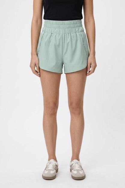 Korte Broek Dames - Casual | Elastische Taille met Zakken — Mintgroen
