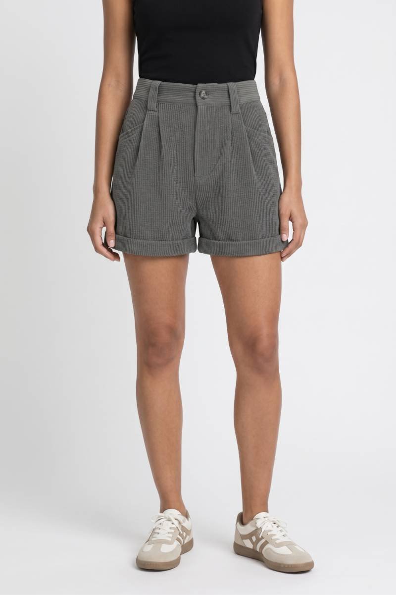 Korte Broek Dames - Hoge Taille | Geplooide Voorzakken — Grijs