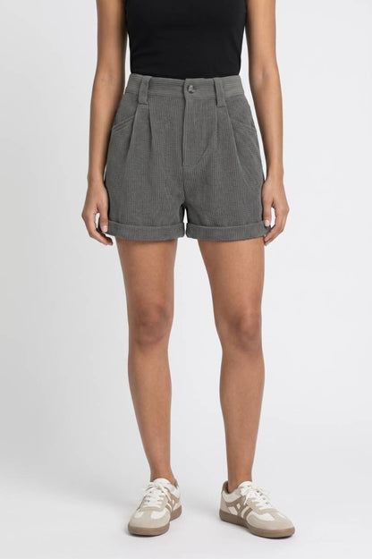 Korte Broek Dames - Hoge Taille | Geplooide Voorzakken — Grijs