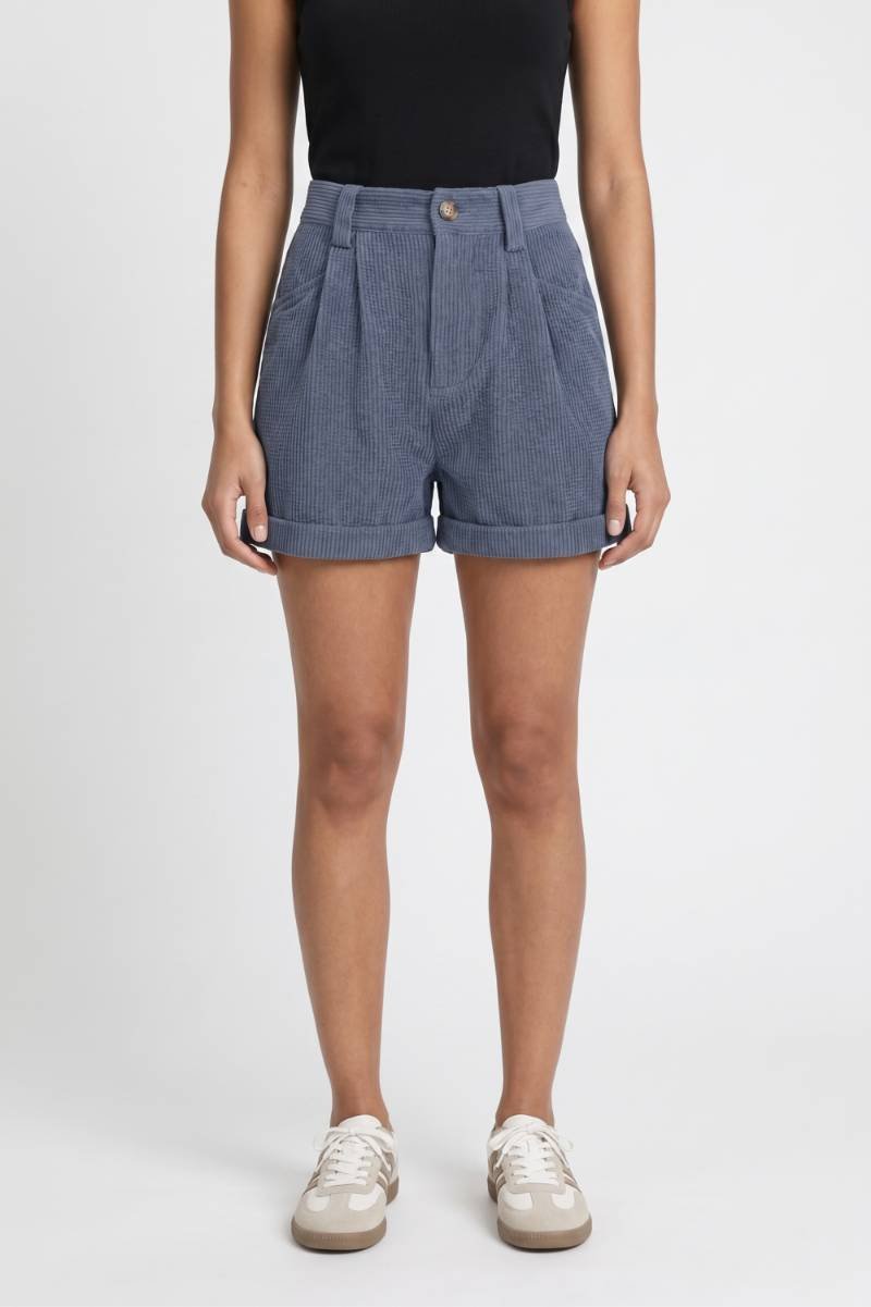 Korte Broek Dames - Hoge Taille | Geplooide Voorzakken — Blauw