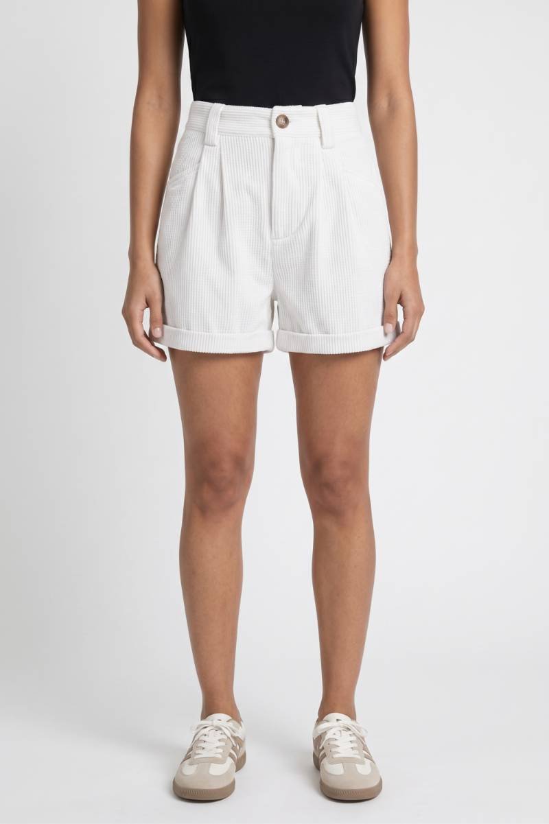 Korte Broek Dames - Hoge Taille | Geplooide Voorzakken — Wit