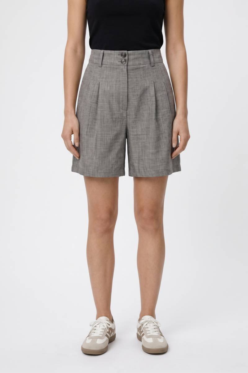 Korte Broek Dames - Hoge Taille | Plooien met Dubbele Knoop — Grijs