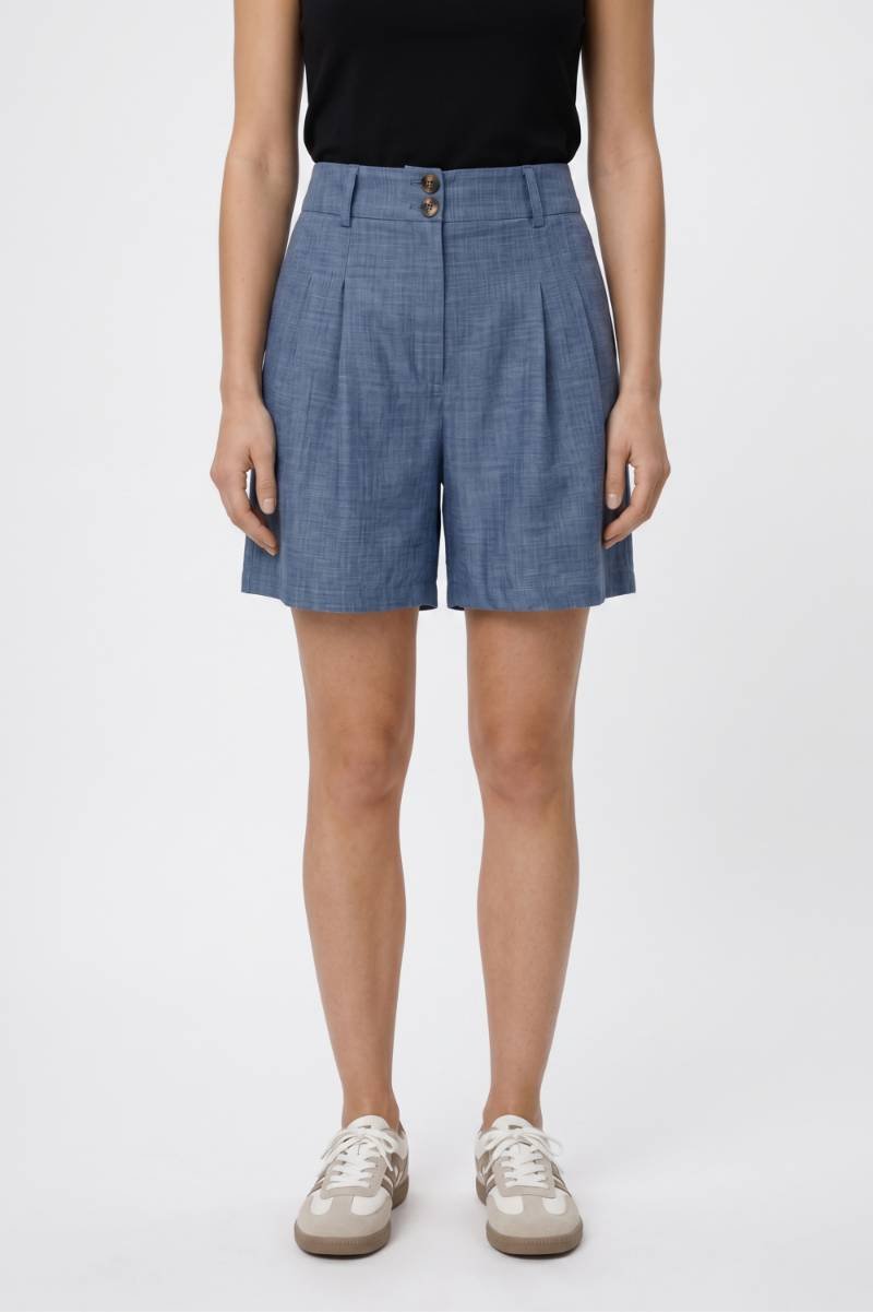 Korte Broek Dames - Hoge Taille | Plooien met Dubbele Knoop — Lichtblauw