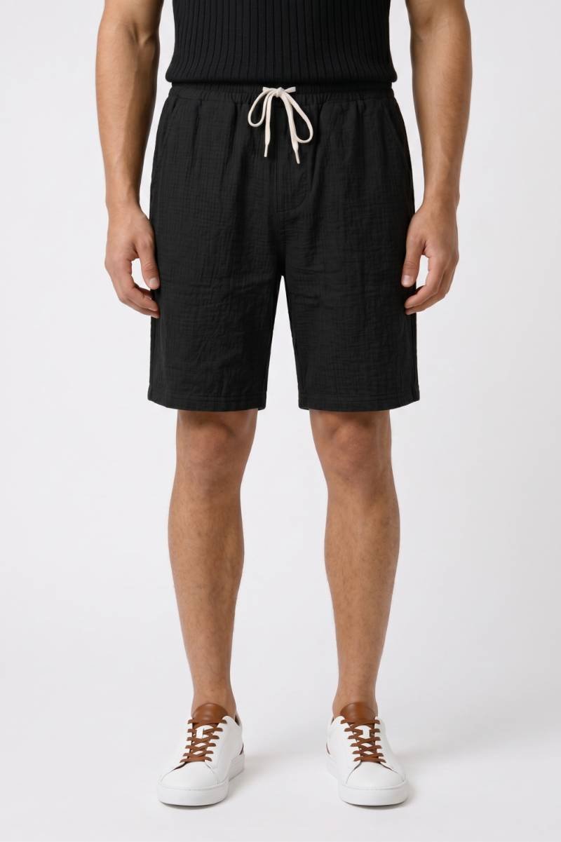 Korte Broek Heren - Comfortabele Pasvorm | Trekkoord Sluiting — Zwart