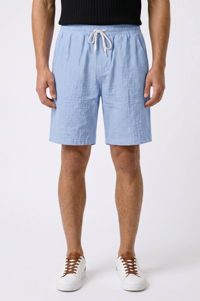 Korte Broek Heren - Comfortabele Pasvorm | Trekkoord Sluiting — Lichtblauw
