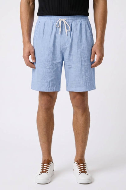 Korte Broek Heren - Comfortabele Pasvorm | Trekkoord Sluiting — Lichtblauw