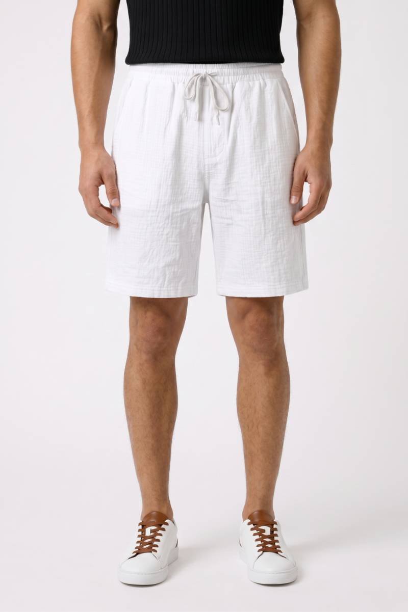 Korte Broek Heren - Comfortabele Pasvorm | Trekkoord Sluiting — Wit