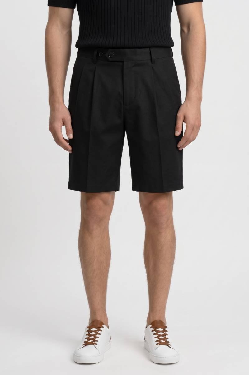 Korte Broek Heren - Klassiek | Geplooide Pasvorm — Zwart