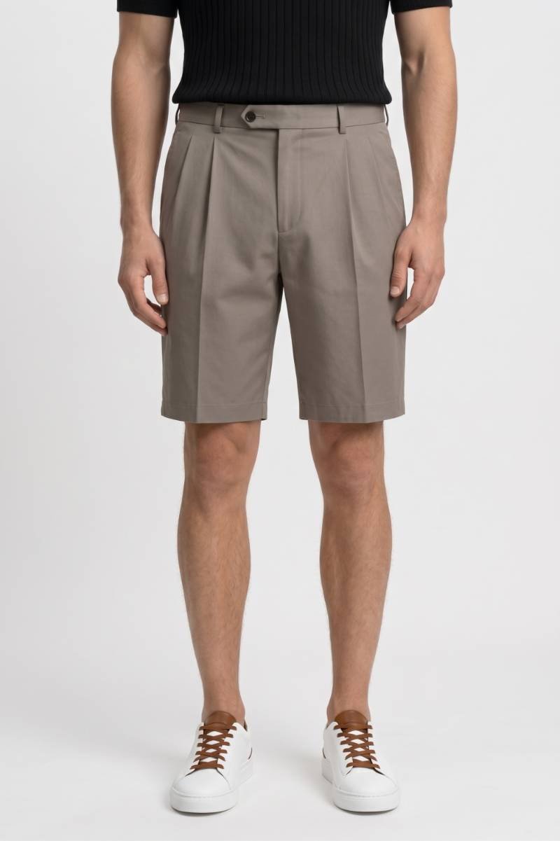 Korte Broek Heren - Klassiek | Geplooide Pasvorm — Taupe