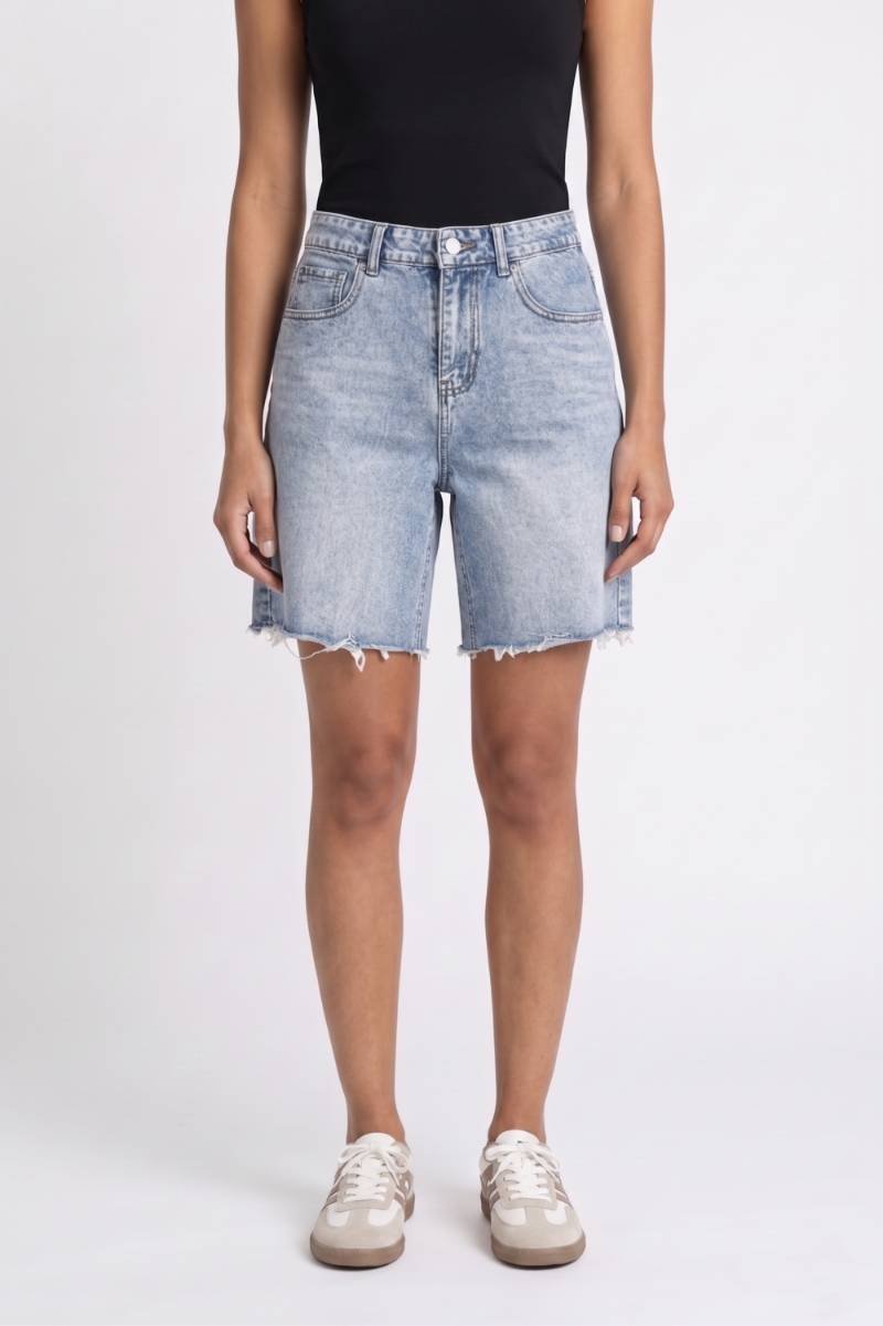 Korte Jeans Dames - Vintage Look | Gerafelde Zoom High Waist