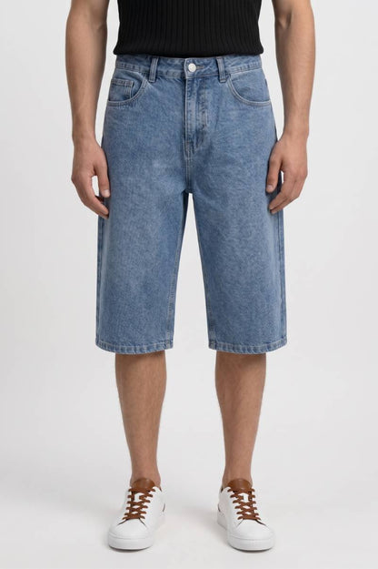 Korte Jeans Heren - Relaxed | Comfortabele Bermuda — Jeansblauw