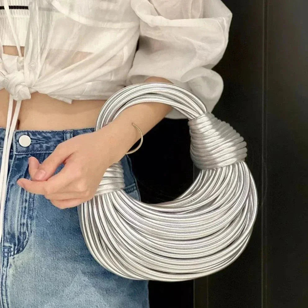 Tas Dames - Sculpturele Clutch met Gevlochten Hengsels | Statement