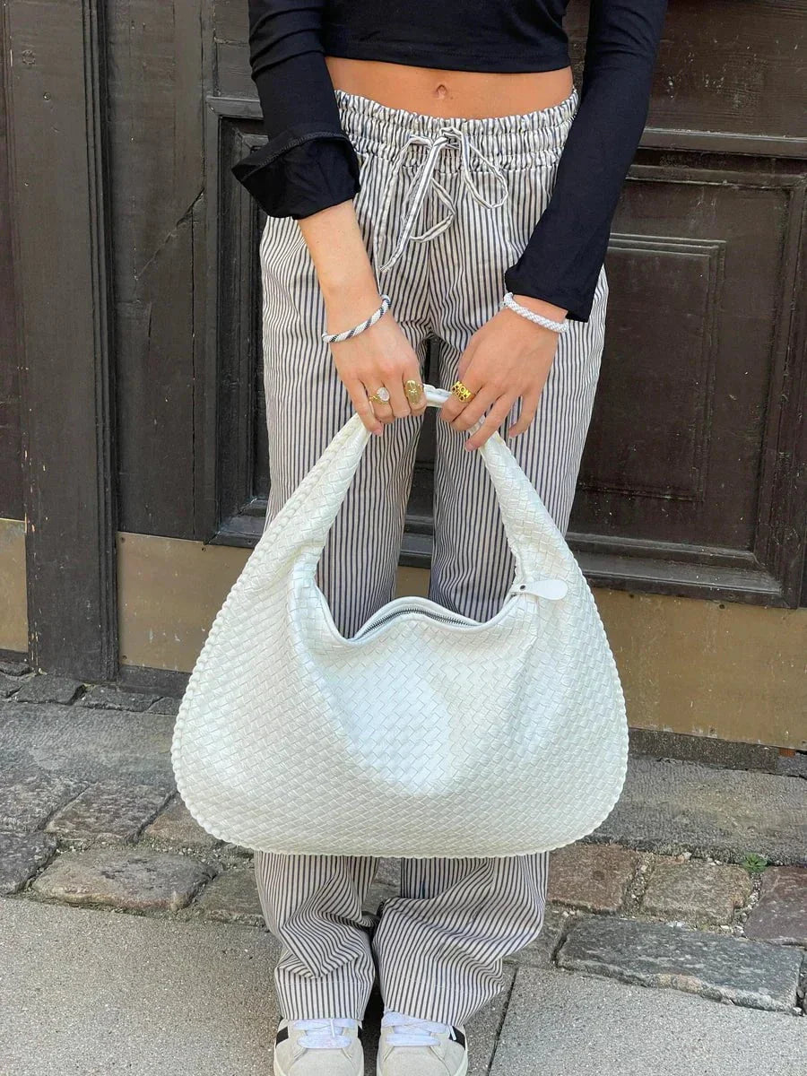 Tas Dames - Grote Gevlochten Hobo met Gevlochten Handvat en Rits | Chic