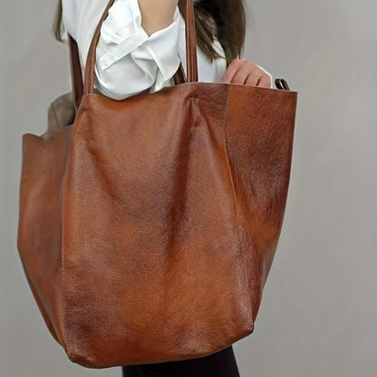 Tas Dames - Oversized Zachte Shopper met Ringdetail en Dubbele Riem | Casual