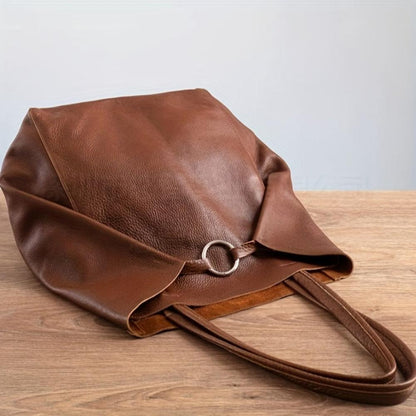 Tas Dames - Oversized Zachte Shopper met Ringdetail en Dubbele Riem | Casual