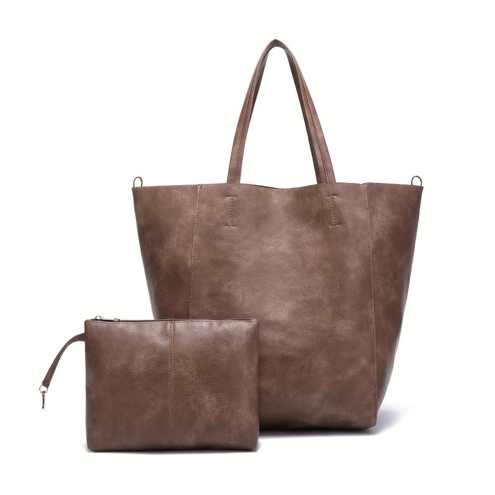 Tas Dames - Oversized Zachte Shopper met Ringdetail en Dubbele Riem | Casual