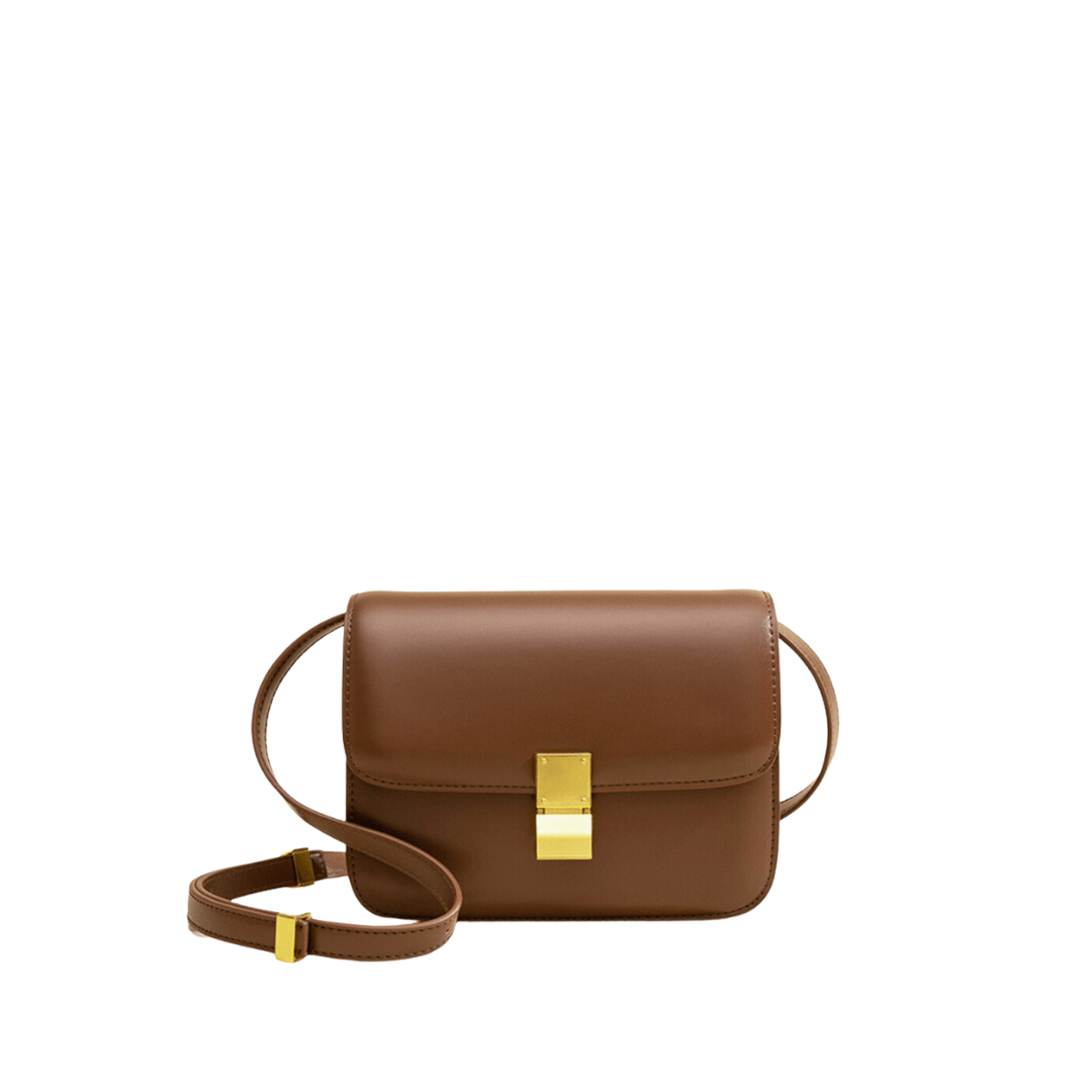 Tas Dames - Compacte Crossbody met Klepje en Goudkleurig Slot | Chique
