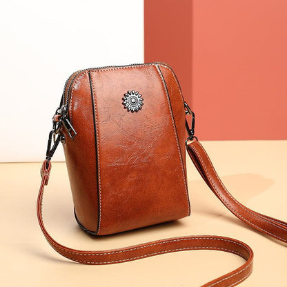 Tas Dames - Compacte Verticale Crossbody met Dubbele Rits en Zondetail | Casual