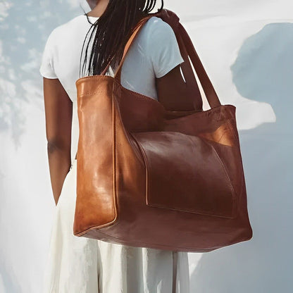 Tas Dames - Grote Shopper met Voorvak en Dubbele Schouderhengsels | Casual