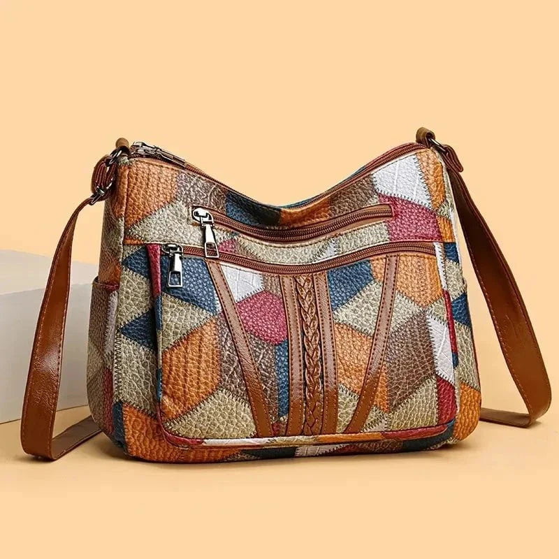 Tas Dames - Patchwork Crossbody met Meerdere Vakken Detail | Gevlochtenl