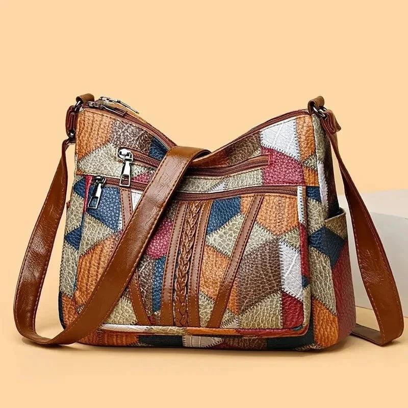 Tas Dames - Patchwork Crossbody met Meerdere Vakken Detail | Gevlochtenl