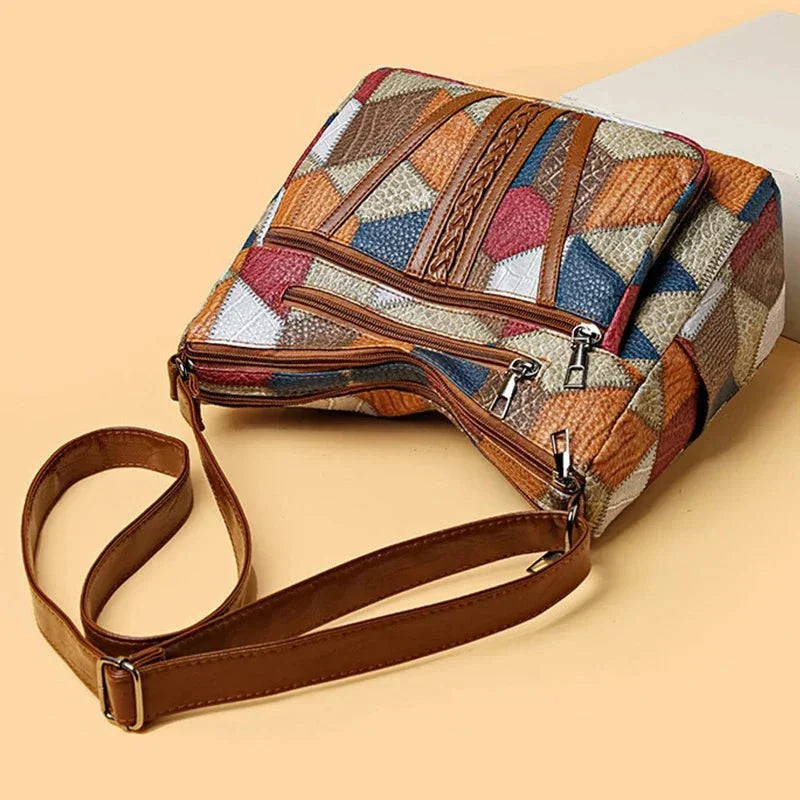 Tas Dames - Patchwork Crossbody met Meerdere Vakken Detail | Gevlochtenl