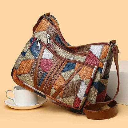 Tas Dames - Patchwork Crossbody met Meerdere Vakken Detail | Gevlochtenl