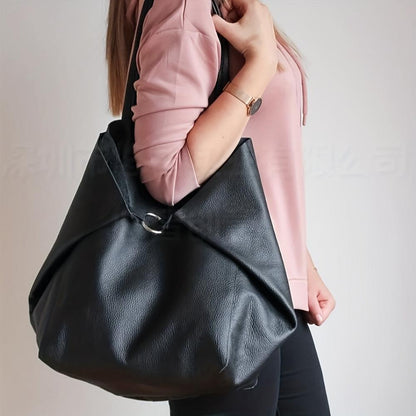 Tas Dames - Oversized Zachte Shopper met Ringdetail en Dubbele Riem | Casual